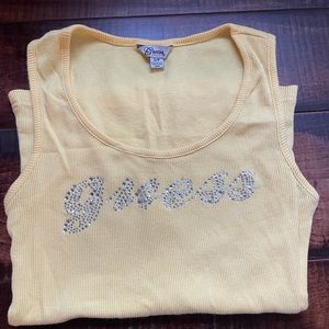 Yellow guess gemstone tank top